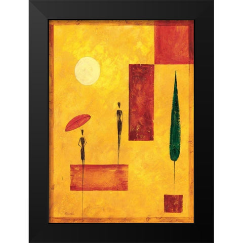Umbrella I Black Modern Wood Framed Art Print by Renee