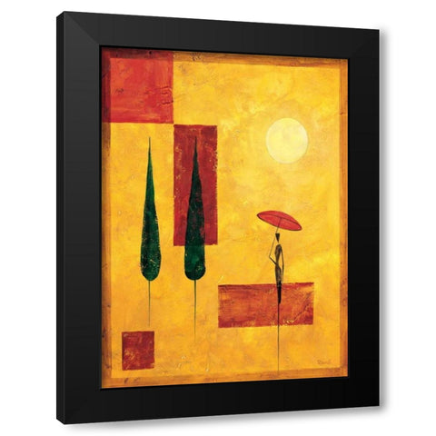 Umbrella II Black Modern Wood Framed Art Print with Double Matting by Renee