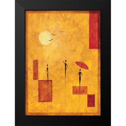 Umbrella III Black Modern Wood Framed Art Print by Renee
