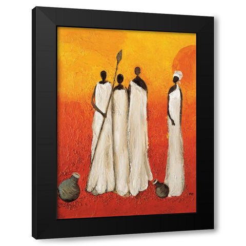 African fighter 2-3 Black Modern Wood Framed Art Print by Hedy