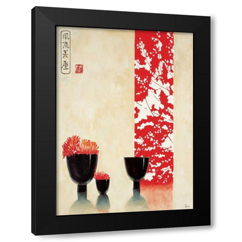 Asian bowls I Black Modern Wood Framed Art Print with Double Matting by Renee