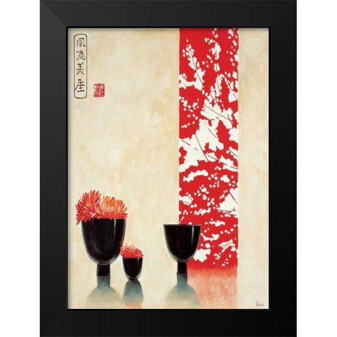 Asian bowls I Black Modern Wood Framed Art Print by Renee