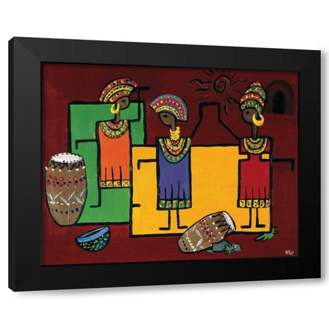 Colorful Africa II Black Modern Wood Framed Art Print by Hedy