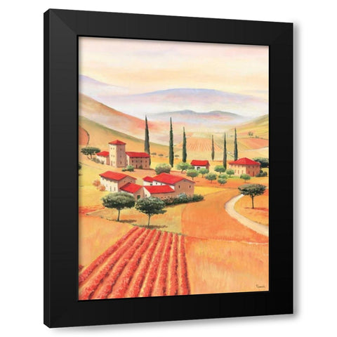 Tuscan Village II Black Modern Wood Framed Art Print with Double Matting by Renee
