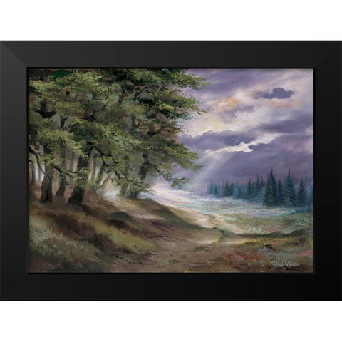 In the woods Black Modern Wood Framed Art Print by Withaar, Reint