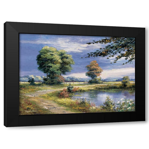 Beautiful lake Black Modern Wood Framed Art Print with Double Matting by Withaar, Reint