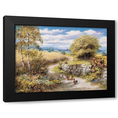 Lucky chickens Black Modern Wood Framed Art Print with Double Matting by Withaar, Reint
