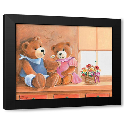 Mrs. And Mr. Bear I Black Modern Wood Framed Art Print with Double Matting by Jasper
