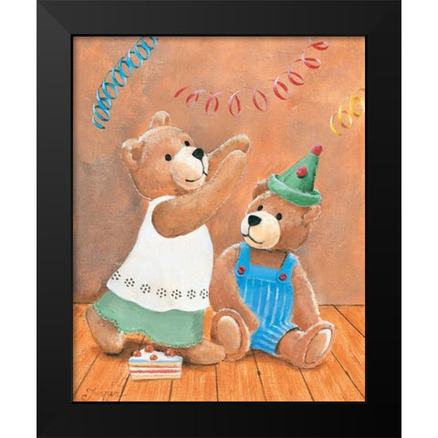 Party bears Black Modern Wood Framed Art Print by Jasper