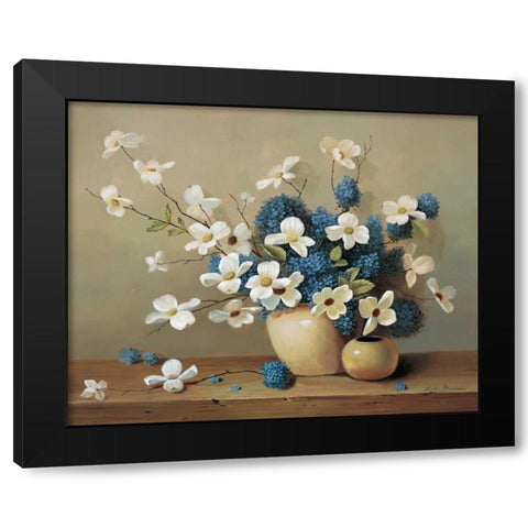 White and blue bouquet Black Modern Wood Framed Art Print with Double Matting by Bradshaw, Zeke