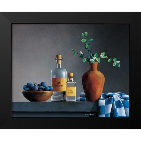 Stillife with bottles Black Modern Wood Framed Art Print by Harris, Michael