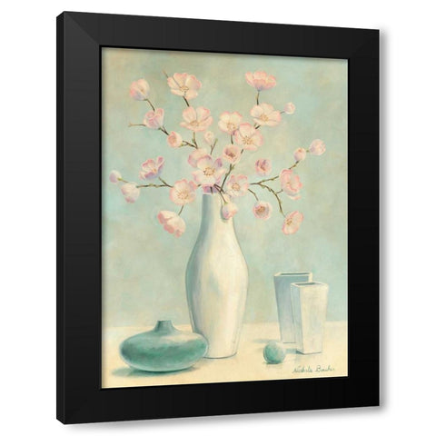 Pink flowers II Black Modern Wood Framed Art Print by Boucher, Nathalie