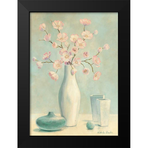Pink flowers II Black Modern Wood Framed Art Print by Boucher, Nathalie