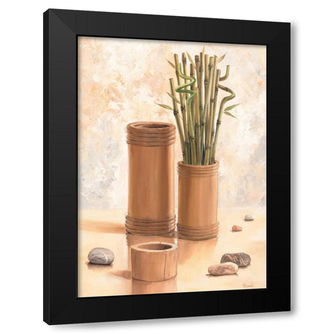 Zen bamboo I Black Modern Wood Framed Art Print with Double Matting by Renee