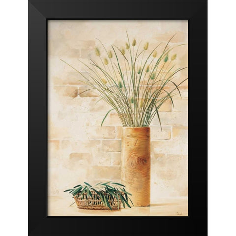 Grass in vase I Black Modern Wood Framed Art Print by Renee
