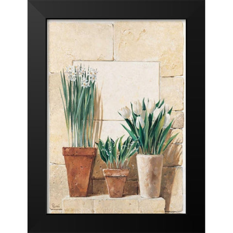 Three in a row Black Modern Wood Framed Art Print by Renee