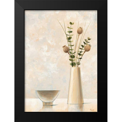 Vase and bowl I Black Modern Wood Framed Art Print by Renee