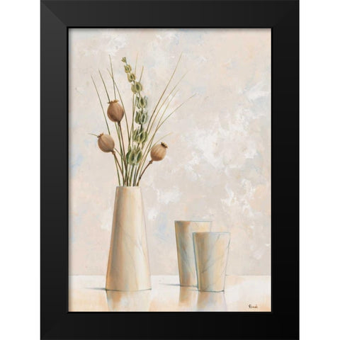 Vase and bowl II Black Modern Wood Framed Art Print by Renee