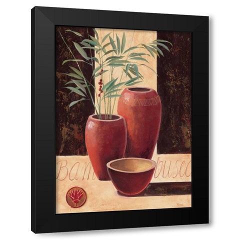 Bambuseo Black Modern Wood Framed Art Print with Double Matting by Renee