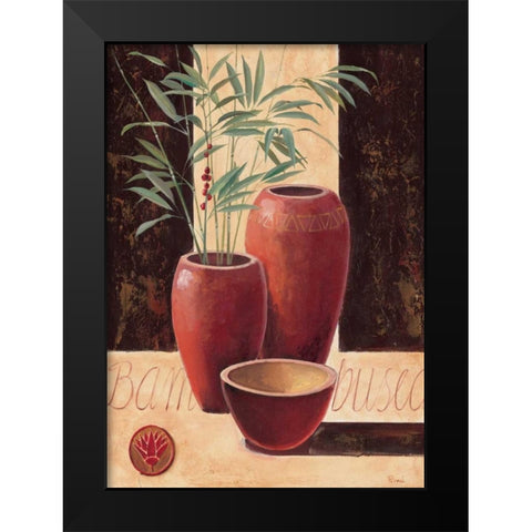 Bambuseo Black Modern Wood Framed Art Print by Renee
