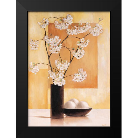 White blossom I Black Modern Wood Framed Art Print by Renee