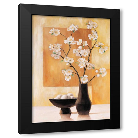 White blossom II Black Modern Wood Framed Art Print with Double Matting by Renee