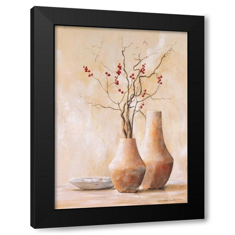 Red berries IV Black Modern Wood Framed Art Print by Lien, Christopher