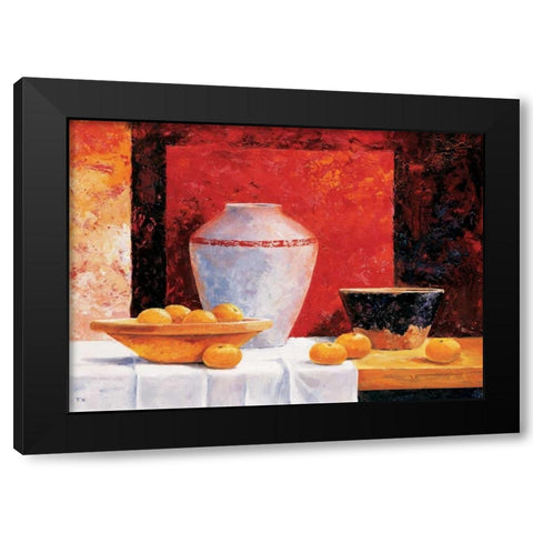 Stillife in red II Black Modern Wood Framed Art Print with Double Matting by Nauts, Frans