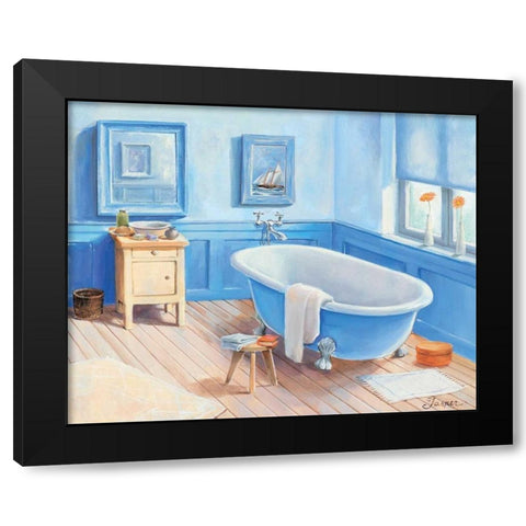 Bathroom in blue I Black Modern Wood Framed Art Print with Double Matting by Jasper