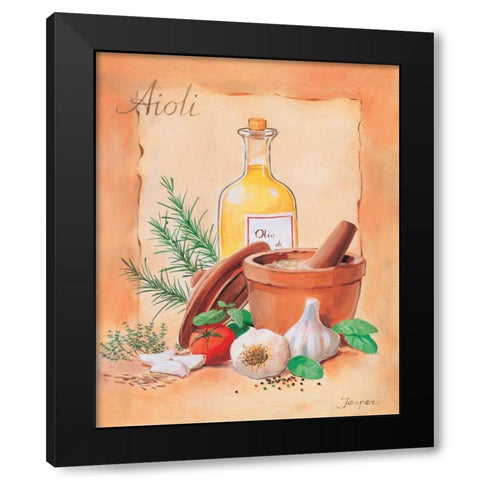 Aioli Black Modern Wood Framed Art Print by Jasper