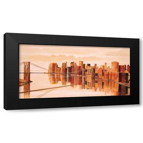 Cityview II Black Modern Wood Framed Art Print with Double Matting by Renee