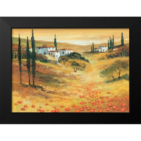 Poppies in Tuscany I Black Modern Wood Framed Art Print by Burgy
