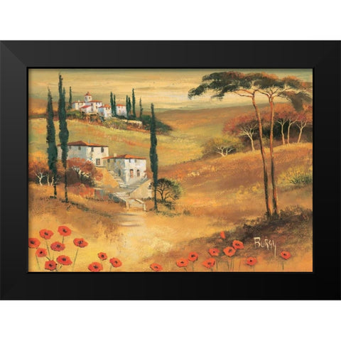 Poppies in Tuscany II Black Modern Wood Framed Art Print by Burgy