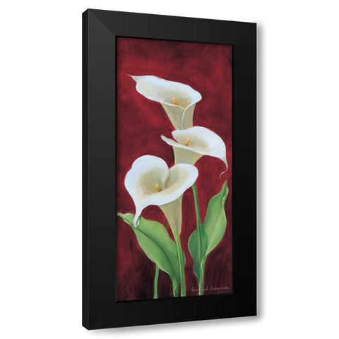 Calla on burgundy III Black Modern Wood Framed Art Print with Double Matting by Schweser, Gertrud