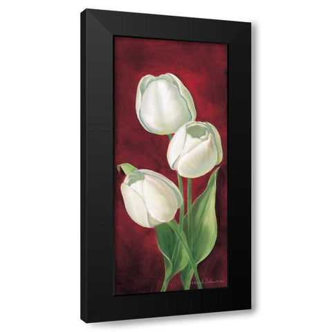 Tulips on burdundy I Black Modern Wood Framed Art Print by Schweser, Gertrud