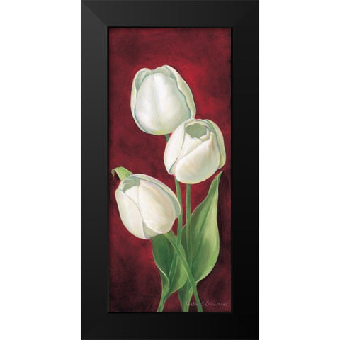 Tulips on burdundy I Black Modern Wood Framed Art Print by Schweser, Gertrud