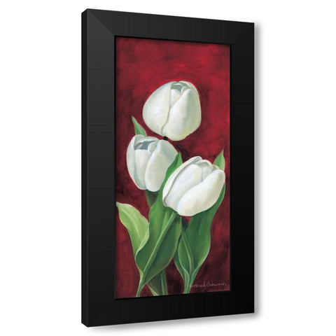 Tulips on burdundy III Black Modern Wood Framed Art Print with Double Matting by Schweser, Gertrud