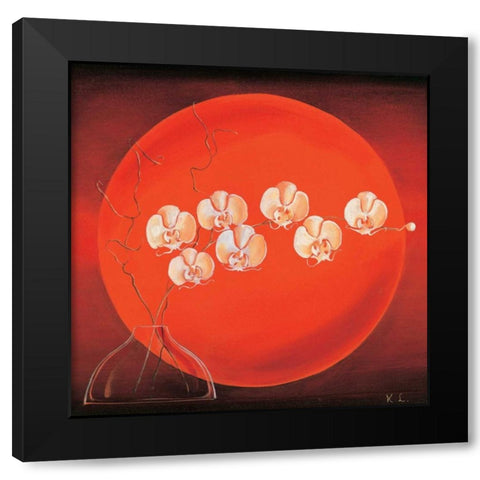 Vase in circle II Black Modern Wood Framed Art Print with Double Matting by Leijs, Karin