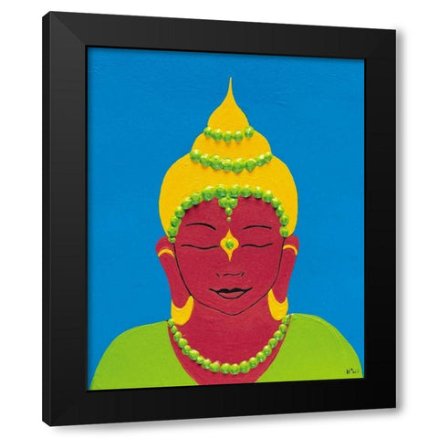 Buddha II Black Modern Wood Framed Art Print with Double Matting by Hedy