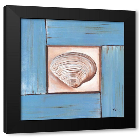 Scallop Shell Black Modern Wood Framed Art Print by Hedy