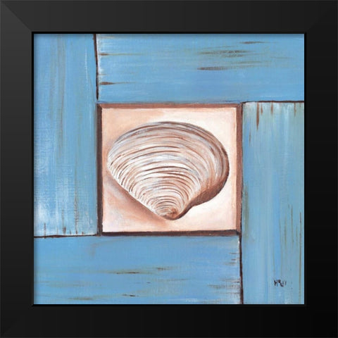 Scallop Shell Black Modern Wood Framed Art Print by Hedy