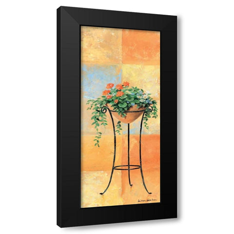 Flowers and tiles II Black Modern Wood Framed Art Print with Double Matting by Gieben, Lina