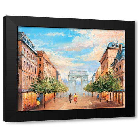Paris III Black Modern Wood Framed Art Print with Double Matting by Renee
