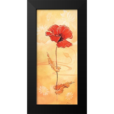 Single red I Black Modern Wood Framed Art Print by Jasper