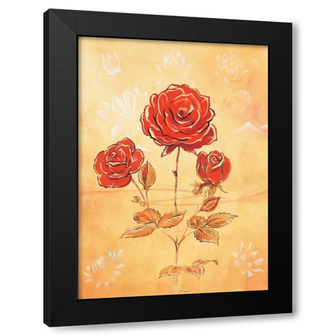 Three reds II Black Modern Wood Framed Art Print with Double Matting by Jasper