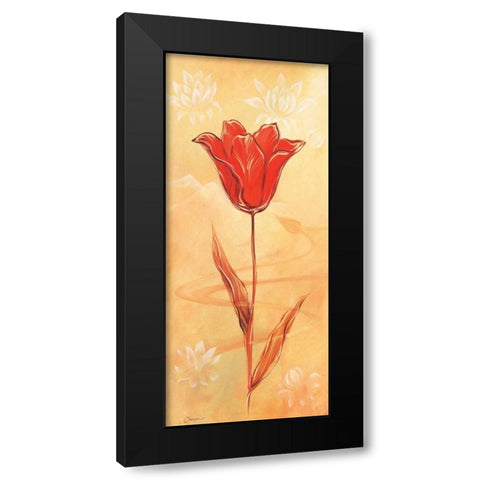 Single red II Black Modern Wood Framed Art Print with Double Matting by Jasper
