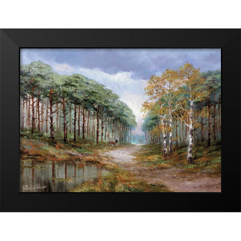Deer in the woods Black Modern Wood Framed Art Print by Withaar, Reint