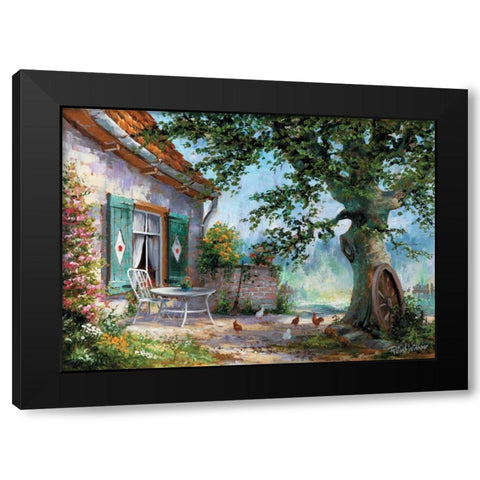 Happy chickens Black Modern Wood Framed Art Print by Withaar, Reint