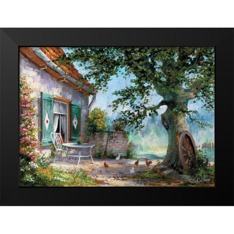 Happy chickens Black Modern Wood Framed Art Print by Withaar, Reint