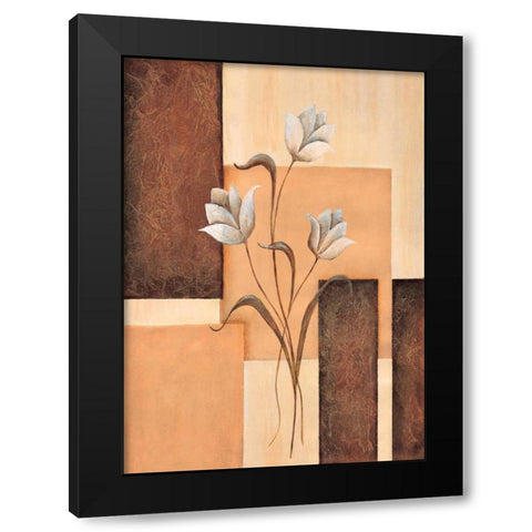 Tulips on blocks II Black Modern Wood Framed Art Print with Double Matting by Hedy
